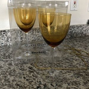 New Set 4 Cost Plus World Market Glass Wine Goblets